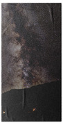 Starry Night Over Mountain Landscape Beach Towel