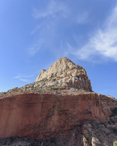 Majestic Mountain Peak Under Blue Sky Poster