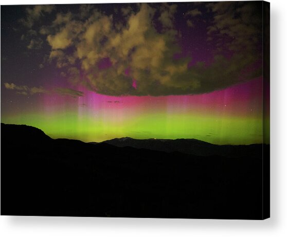 Vibrant Aurora Over Wasatch Mountain Range Acrylic Print