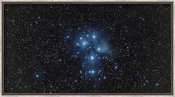 Pleiades Cluster In Cosmic Night Framed Print