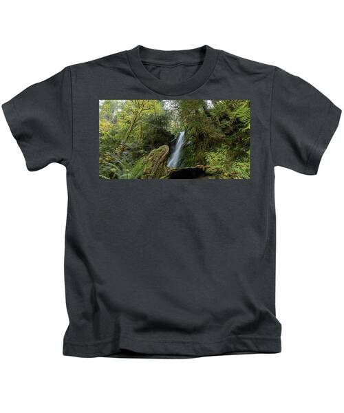 Serene Waterfall in Lush Forest Kids T-Shirt