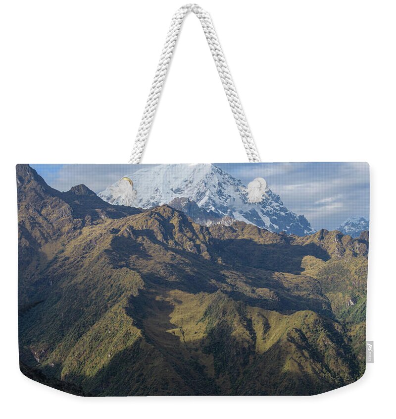 Majestic Andes Mountain Peaks Under Cloudy Sky Weekender Tote Bag