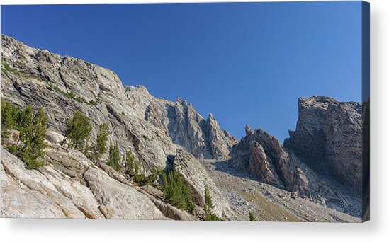 Majestic Mountain Peaks Under Blue Sky Acrylic Print