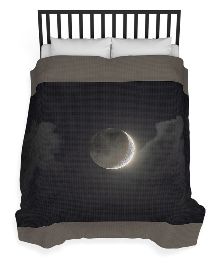 Shimmering Crescent Among Clouds Duvet Cover