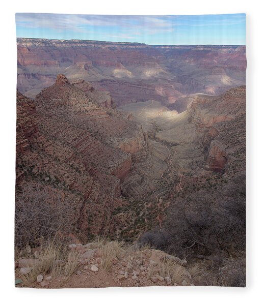 Majestic Grand Canyon Overlook Under Azure Sky Fleece Blanket