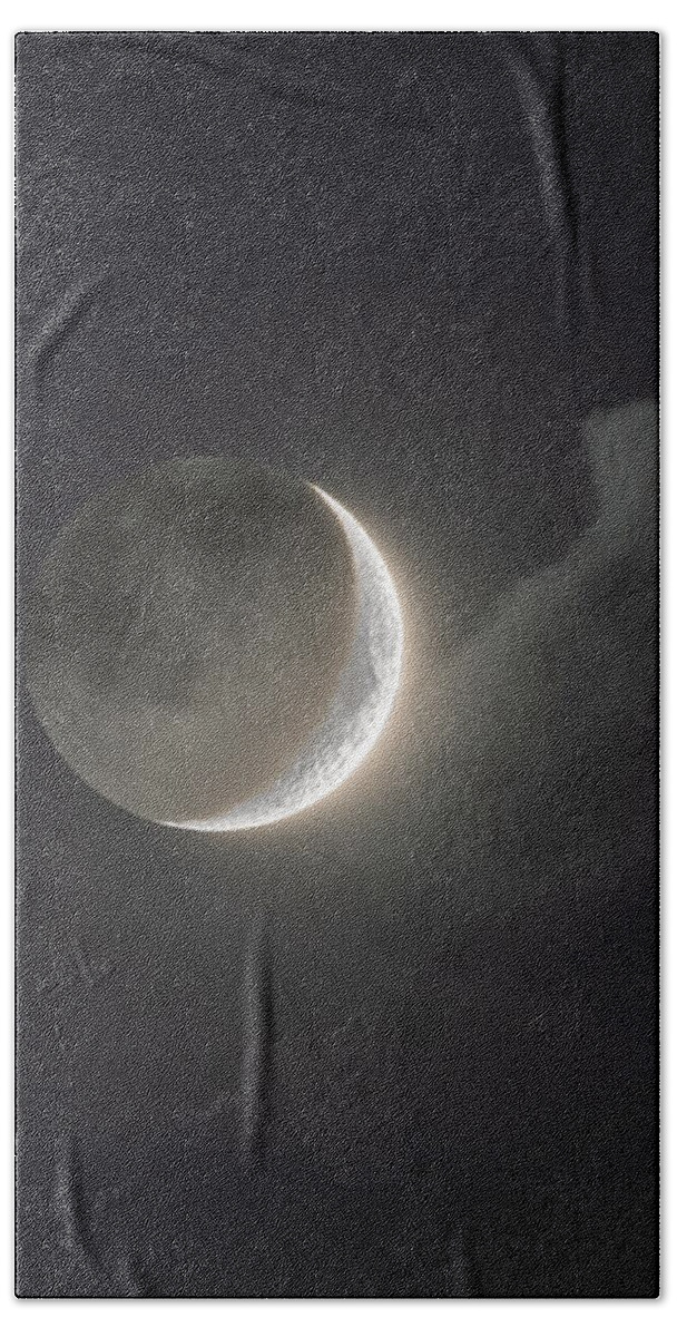 Shimmering Crescent Among Clouds Bath Towel