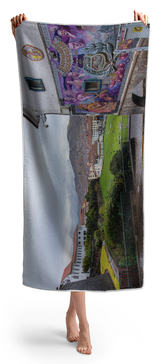Street Scene with Colorful Mural Beach Towel