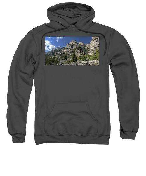 Majestic Mountain Peaks Under Blue Sky In Cascade Canyon Sweatshirt