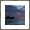 Serene Coastal Sunset with Cliffs Framed Print