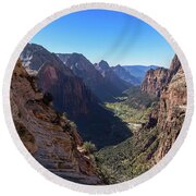 Breathtaking Zion Canyon View Round Beach Towel