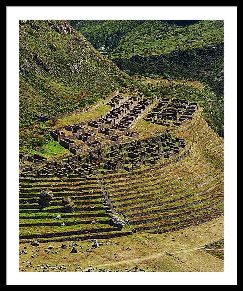 Ancient Terraces And Ruins In Andes Mountains Framed Print