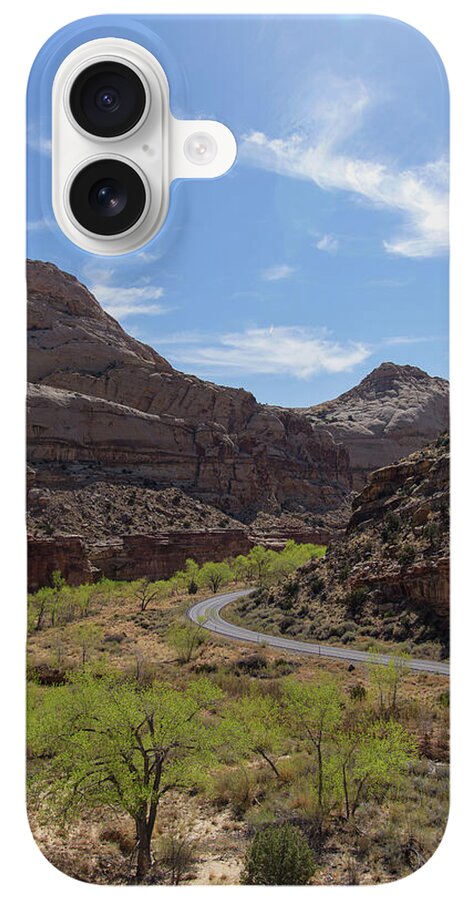 Winding Road Through Desert Canyon iPhone Case