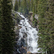 Waterfall Amidst Forest Landscape Poster