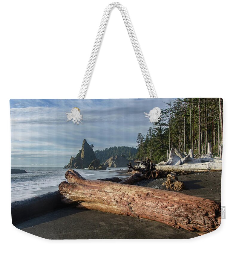 Driftwood on a Pebbled Beach Weekender Tote Bag