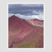 Vibrant Red Mountain Landscape Sticker