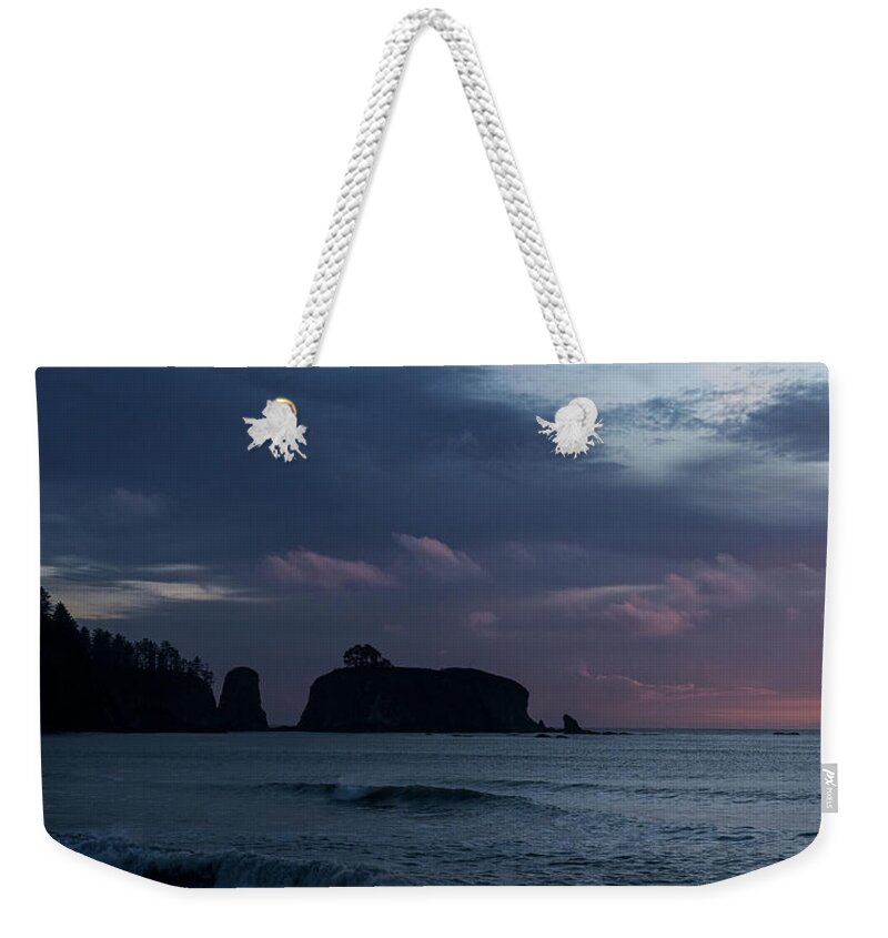 Serene Coastal Sunset with Cliffs Weekender Tote Bag