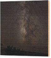 Milky Way Over Tranquil Shoreline Wood Print