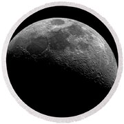 Illuminated Half Of The Moon Round Beach Towel