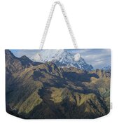 Majestic Andes Mountain Peaks Under Cloudy Sky Weekender Tote Bag