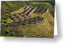Ancient Terraces And Ruins In Andes Mountains Greeting Card