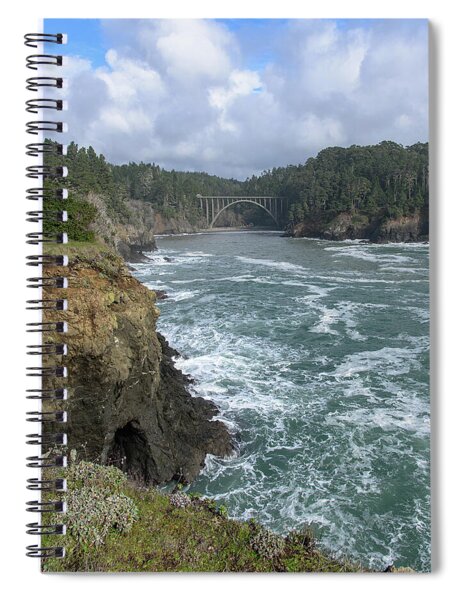Coastal Bridge Over Rushing Waters Spiral Notebook