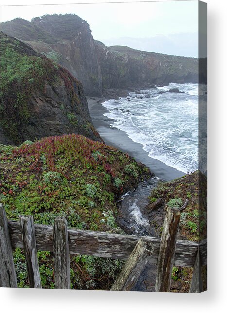 Rocky Coastline With Vibrant Foliage Acrylic Print
