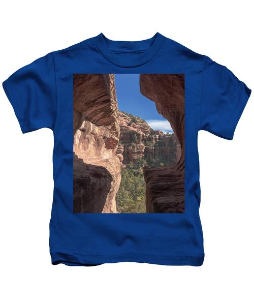 Canyon View Framed By Rocky Cliffs Kids T-Shirt