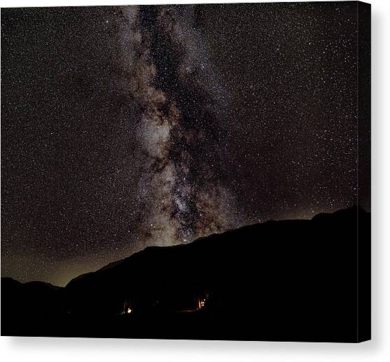 Starry Night Over Mountain Landscape Canvas Art Print by Brandon Wichmann