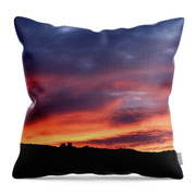Vivid Twilight over Rocky Silhouette Throw Pillow