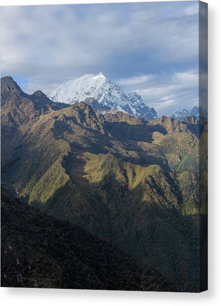 Majestic Andes Mountain Peaks Under Cloudy Sky Canvas Art Print by Brandon Wichmann
