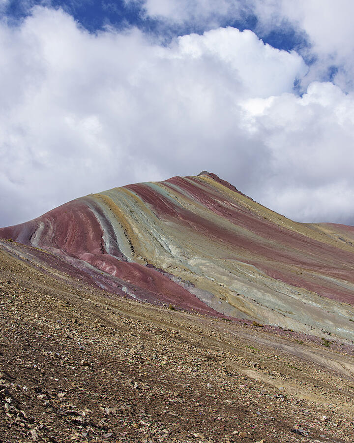 Colorful Rainbow Mountain Under Cloudy Sky