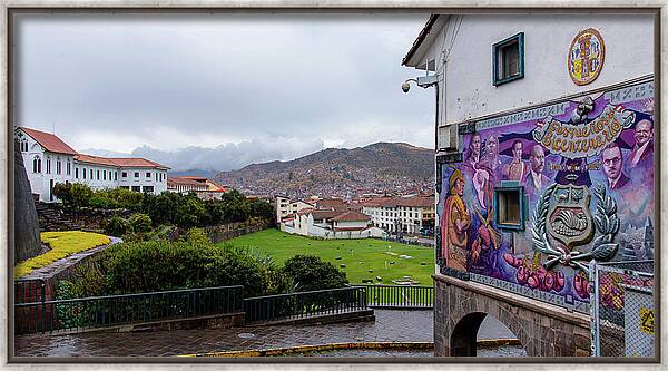 Street Scene with Colorful Mural Framed Print