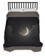 Shimmering Crescent Among Clouds Duvet Cover