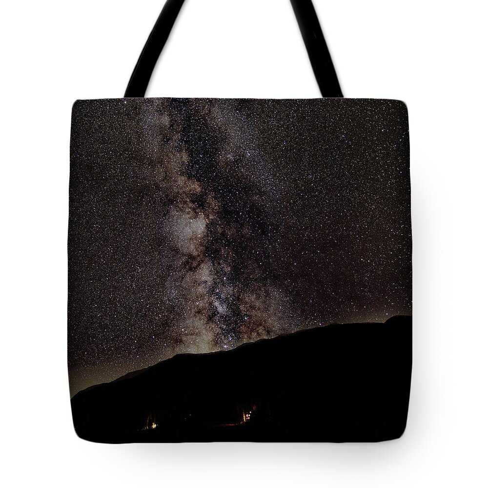 Starry Night Over Mountain Landscape Tote Bag