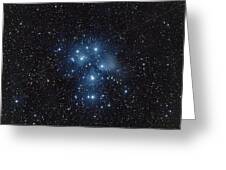 Pleiades Cluster In Cosmic Night Greeting Card