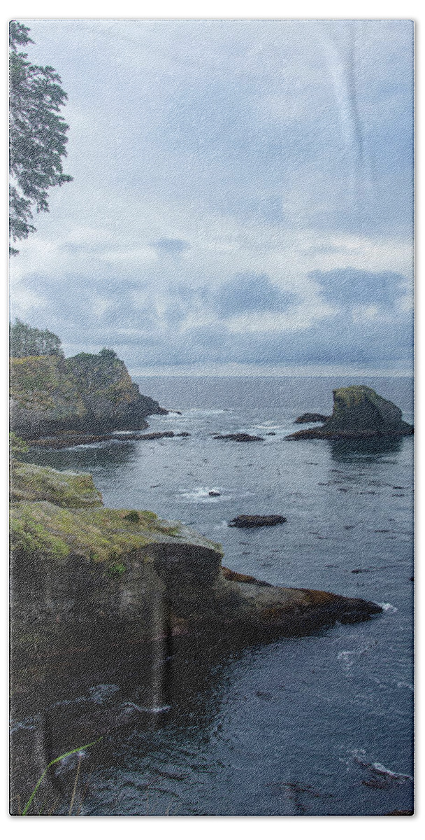 Rugged Coastal Landscape with Cliffs Bath Towel