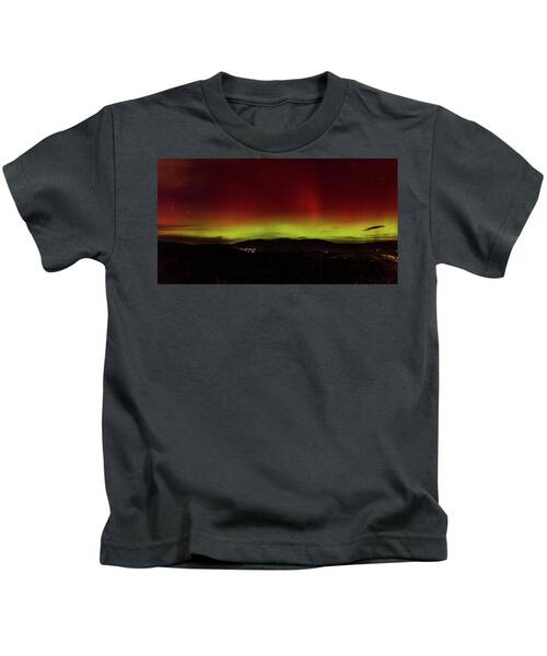 Northern Lights Over Wasatch Mountain Range Kids T-Shirt by Brandon Wichmann