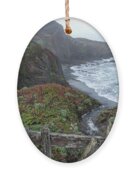 Rocky Coastline With Vibrant Foliage Ornament