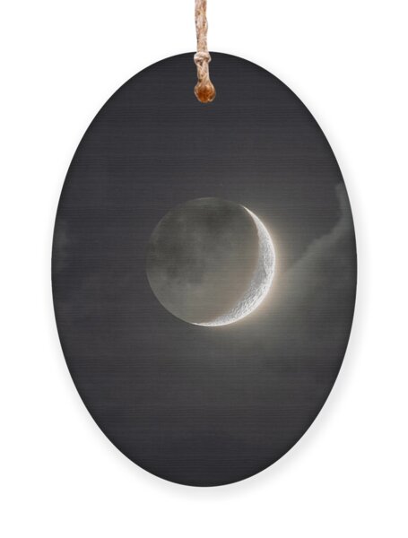 Shimmering Crescent Among Clouds Ornament