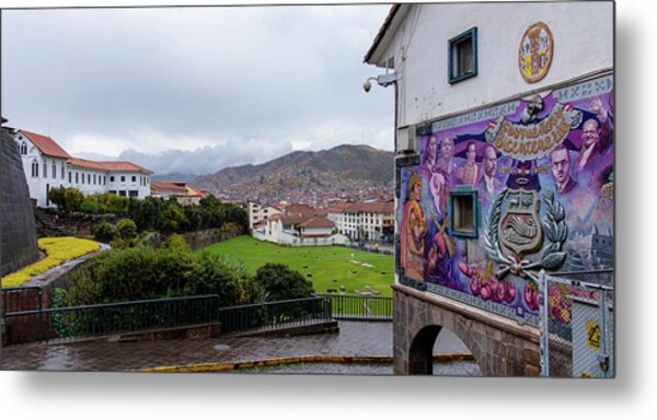 Street Scene with Colorful Mural Metal Print