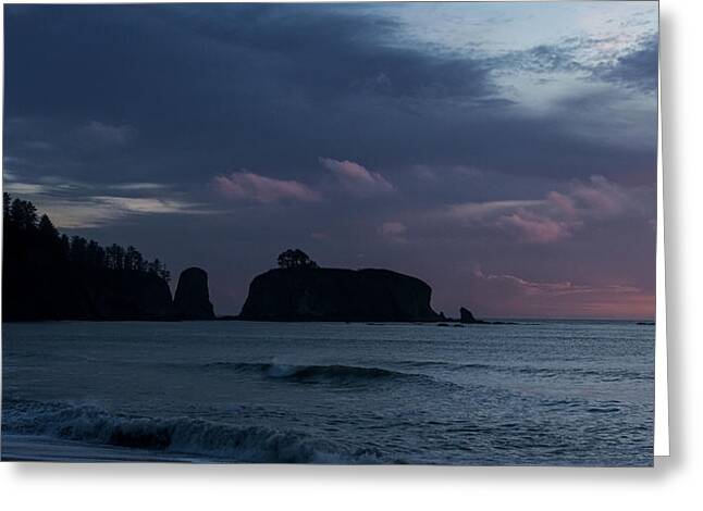 Serene Coastal Sunset with Cliffs Greeting Card