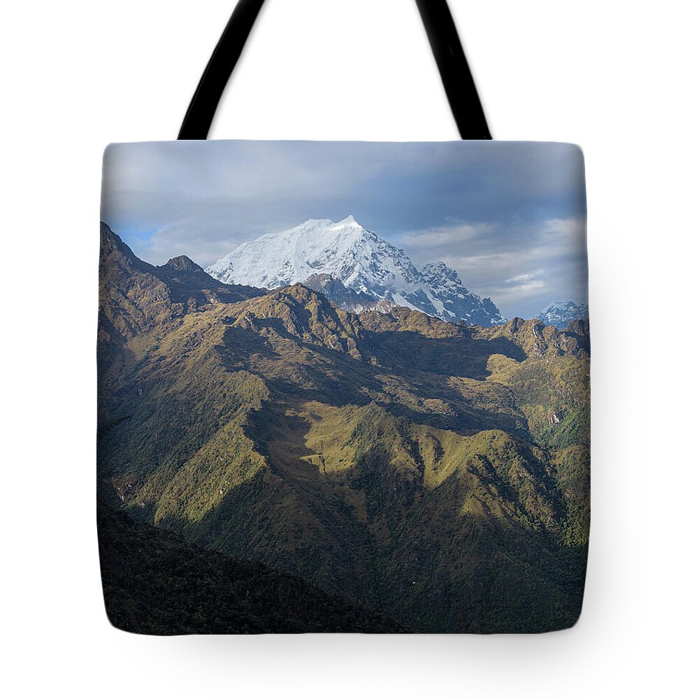 Majestic Andes Mountain Peaks Under Cloudy Sky Tote Bag