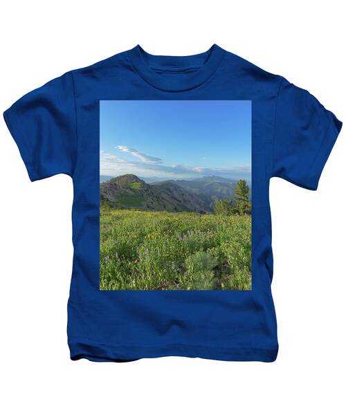 Mountain View with Wildflowers Kids T-Shirt
