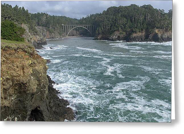 Coastal Bridge Over Rushing Waters Greeting Card