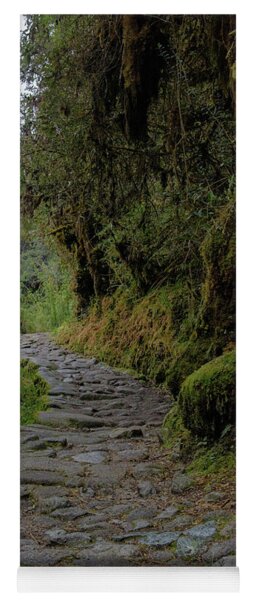 Moss-covered Path Through Lush Forest On The Inca Trail Yoga Mat
