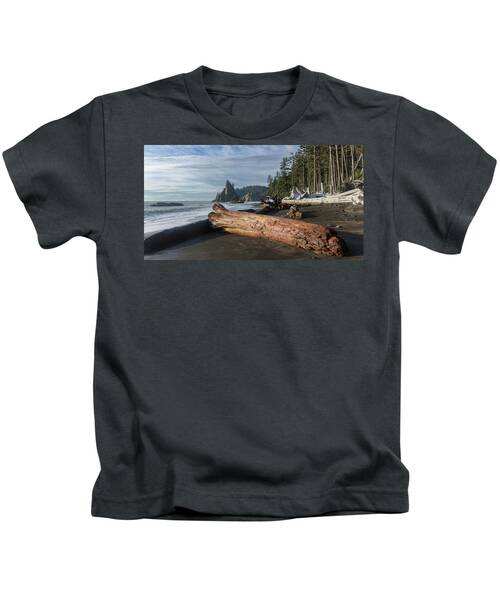 Driftwood on a Pebbled Beach Kids T-Shirt