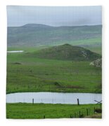 Tranquil Green Hills And Distant Sea Fleece Blanket