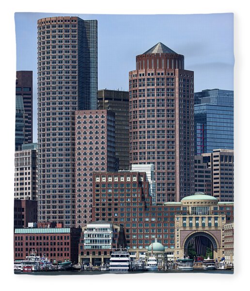 Boston Skyline by the Water Fleece Blanket