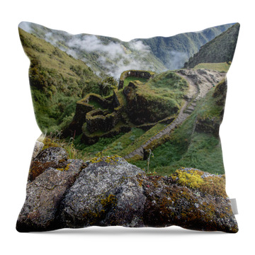 Misty Mountain Pathway Of The Inca Trail Throw Pillow
