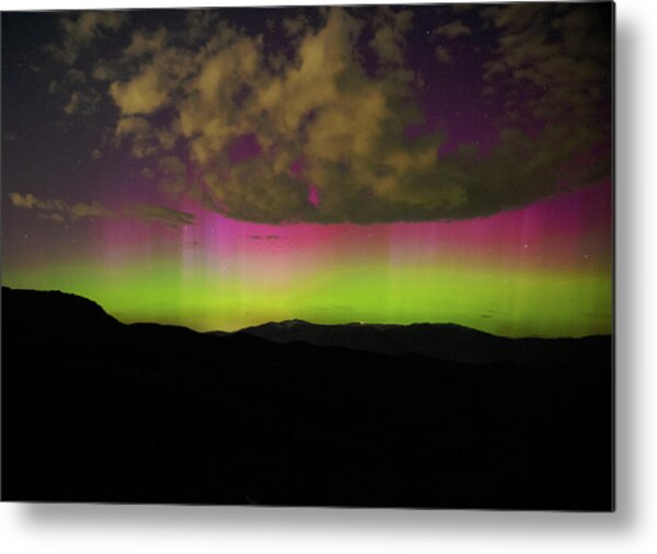 Vibrant Aurora Over Wasatch Mountain Range Metal Print